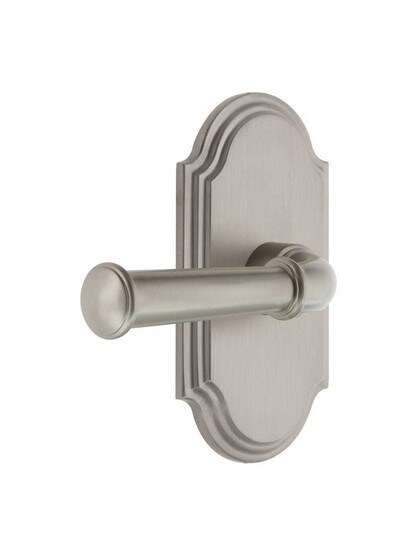 Grandeur Arc Rosette Door Set with Georgetown Levers in Satin Nickel.